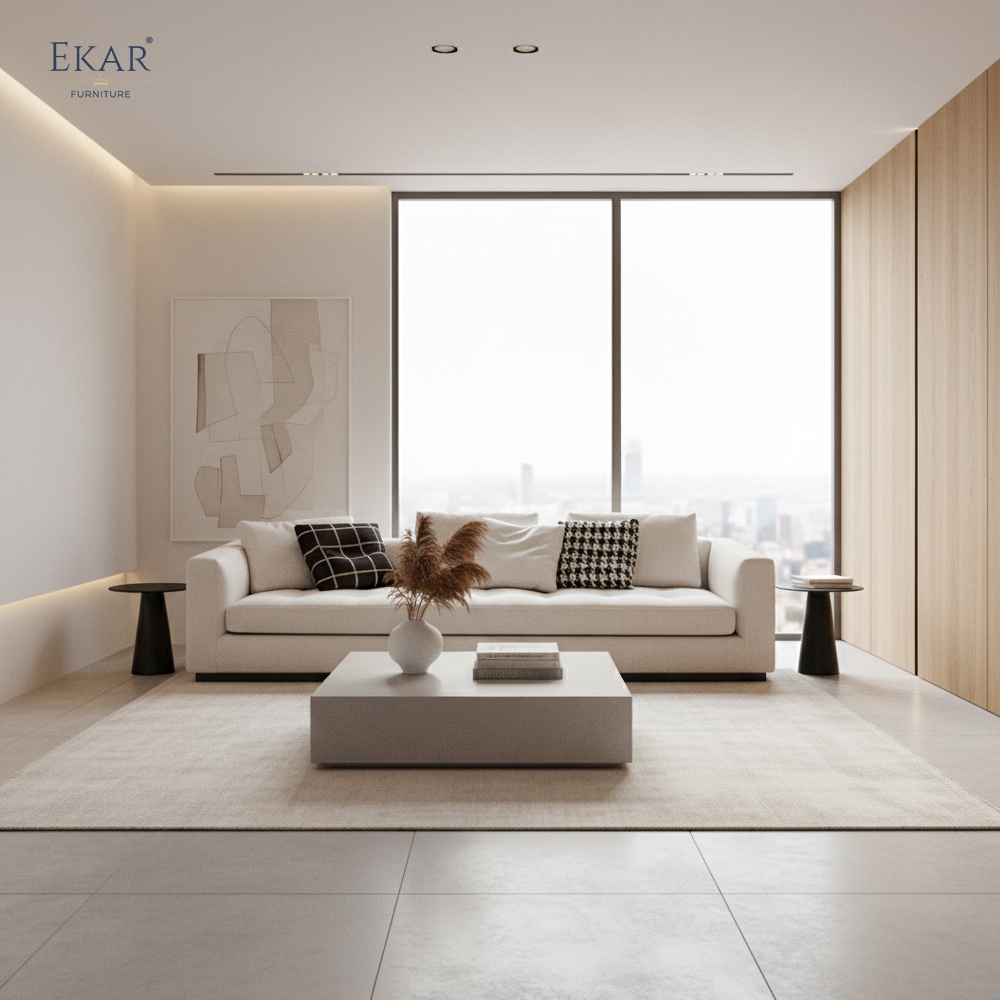 EKAR "Vantage" Modern Minimalist Sofa - Luxury Quilted Living Room Furniture