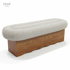 EKAR "Milo" Mid-Century Modern Upholstered Bench – Handcrafted Solid Wood Bedroom