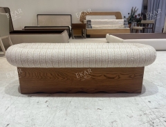 EKAR "Milo" Mid-Century Modern Upholstered Bench – Handcrafted Solid Wood Bedroom