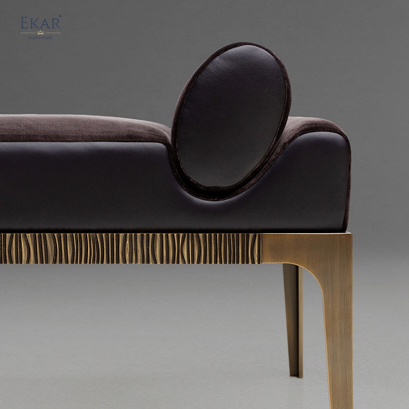 EKAR "Cosmo" Upholstered Bench - Contemporary Metal Base Bedroom Furniture