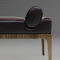 EKAR "Cosmo" Upholstered Bench - Contemporary Metal Base Bedroom Furniture