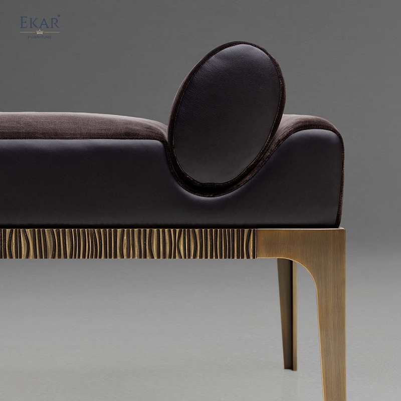 EKAR "Cosmo" Upholstered Bench - Contemporary Metal Base Bedroom Furniture