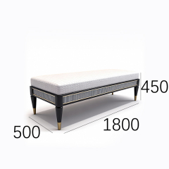 EKAR Astoria Art Deco Upholstered End of Bed Bench with Gold Accents