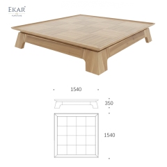 EKAR Vera Solid Wood Coffee Table – Large Living Room Centerpiece