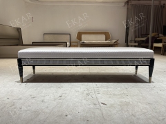 EKAR Astoria Art Deco Upholstered End of Bed Bench with Gold Accents