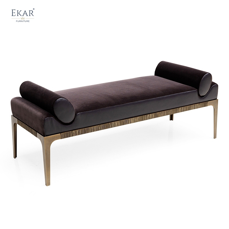 EKAR "Cosmo" Upholstered Bench - Contemporary Metal Base Bedroom Furniture
