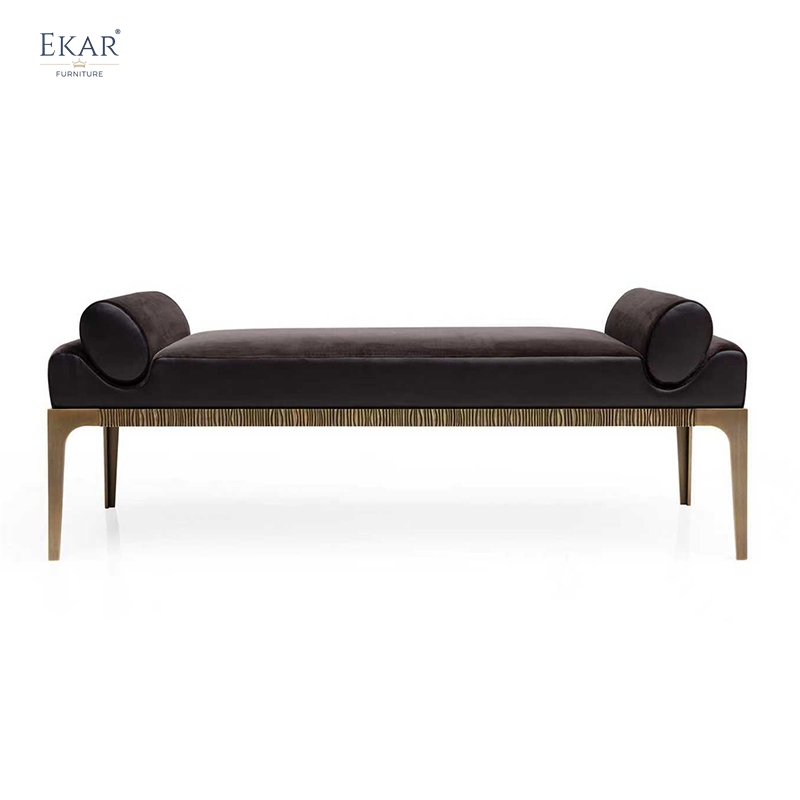 EKAR "Cosmo" Upholstered Bench - Contemporary Metal Base Bedroom Furniture