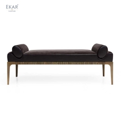 EKAR "Cosmo" Upholstered Bench - Contemporary Metal Base Bedroom Furniture