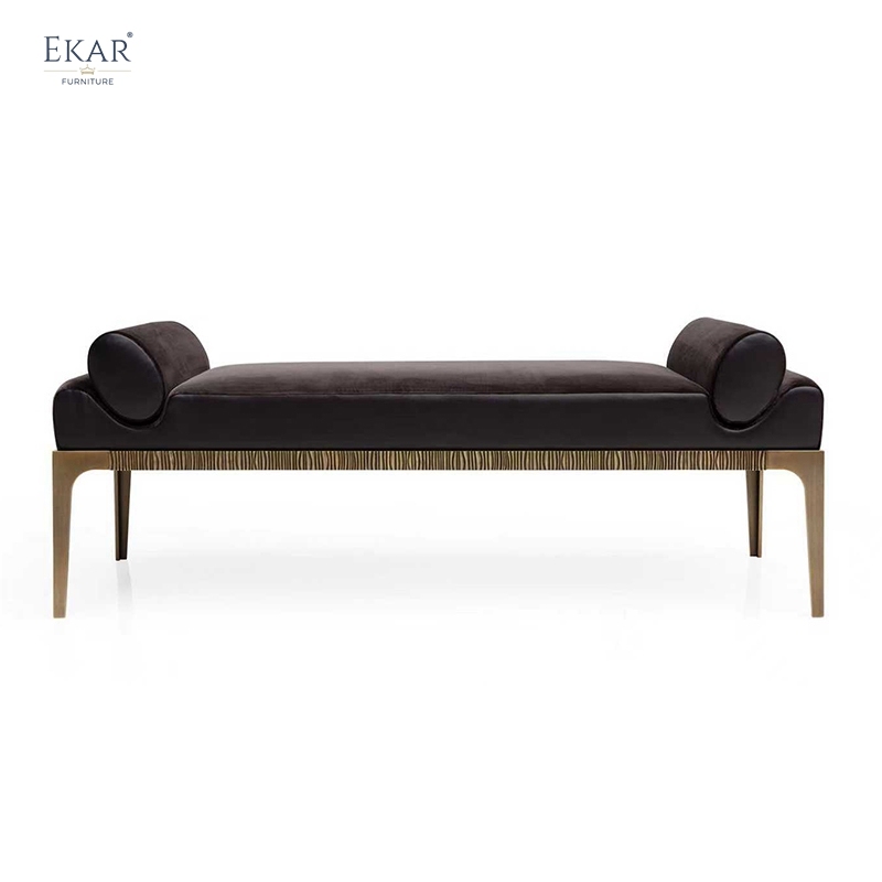 EKAR "Cosmo" Upholstered Bench - Contemporary Metal Base Bedroom Furniture