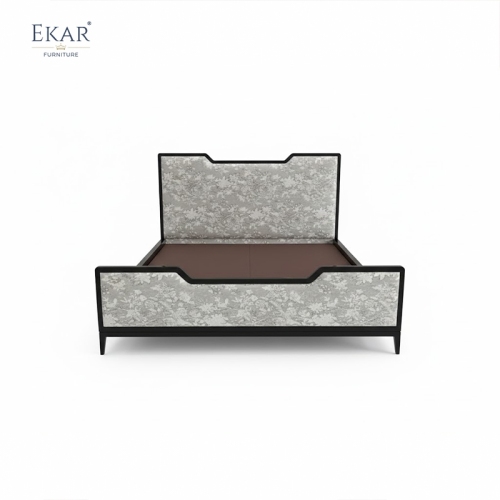 EKAR Kensington Geometric Silhouette Upholstered Bed with Jacquard Pattern