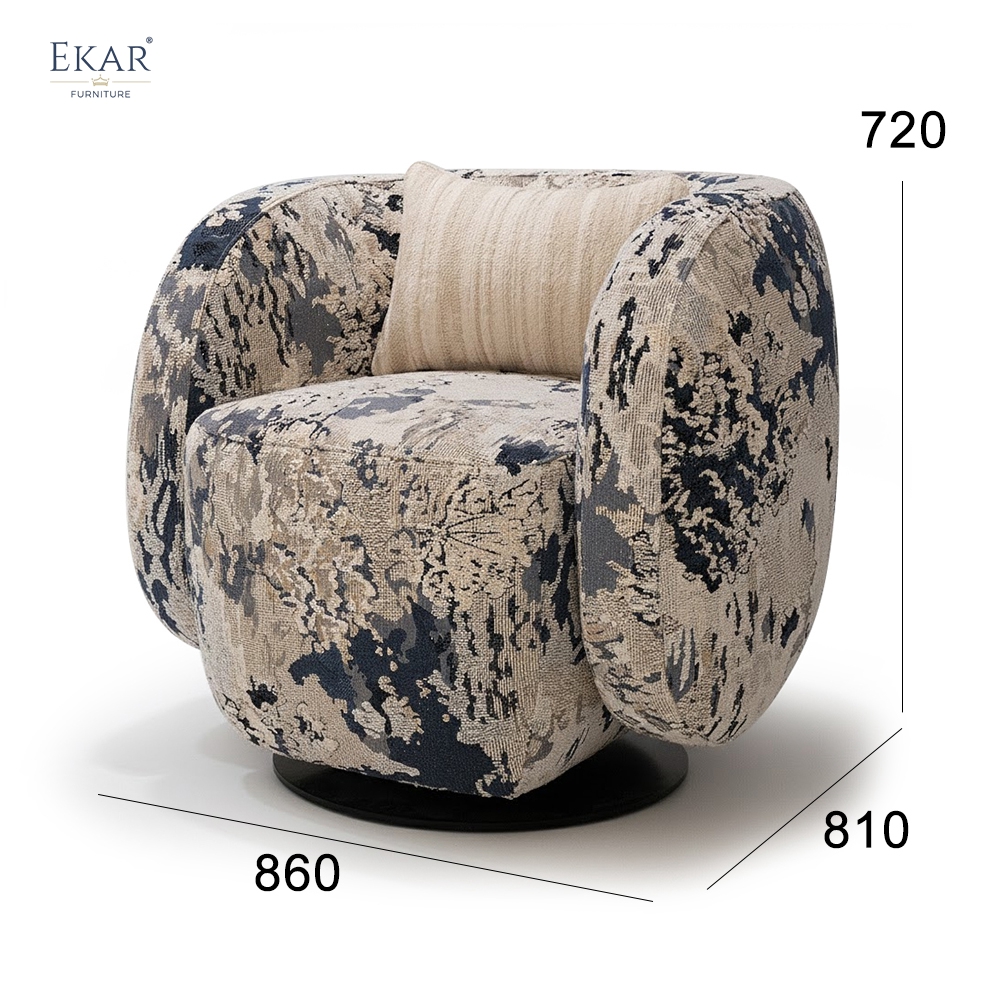 EKAR FURNITURE Luxury Knit Pattern Cotton - Linen Swivel Lounge Chair for Ultimate Comfort