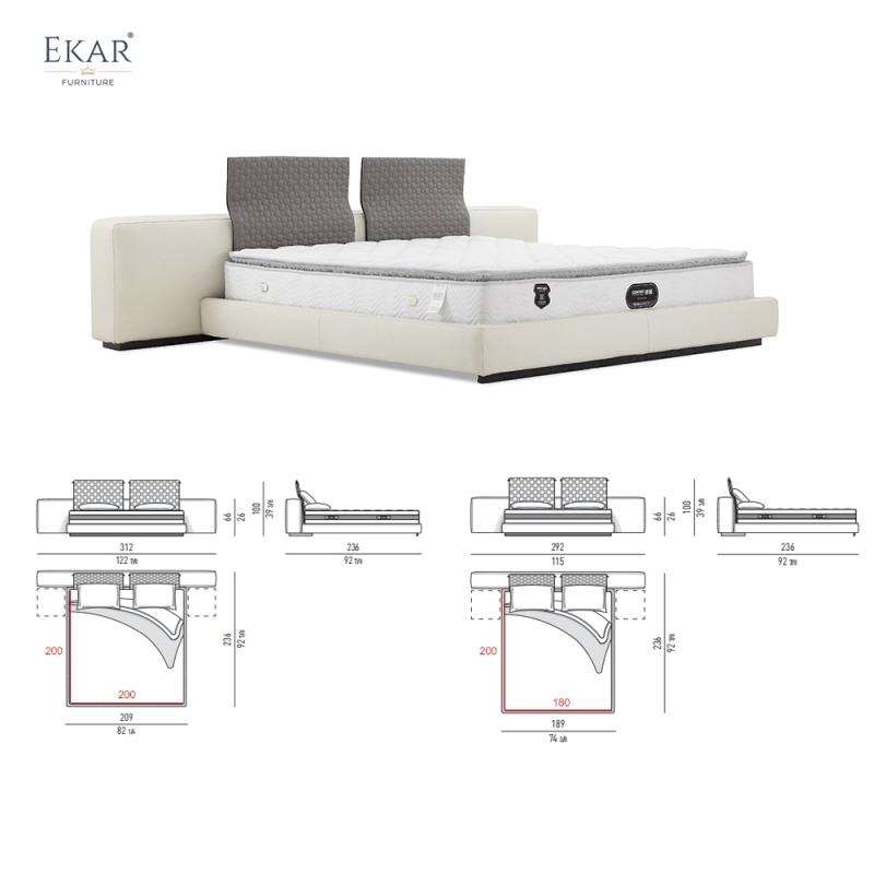 Extend Floating Platform Bed with Integrated Side Table | Modern Minimalist Bedroom Furniture | EKAR FURNITUR