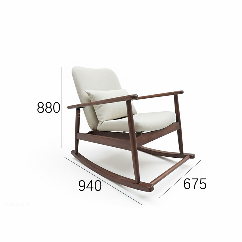 EKAR Solstice Solid Teak Outdoor Rocking Chair with Weather-Resistant Cream Cushions