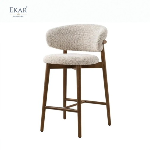 EKAR Rowan Mid-Century Modern Bar Stool with Curved Textured Back
