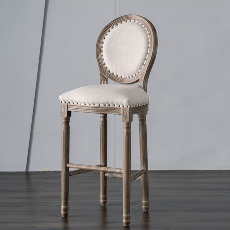 EKAR Provence French Country Cane Back Bar Stool with Distressed Wood Finish