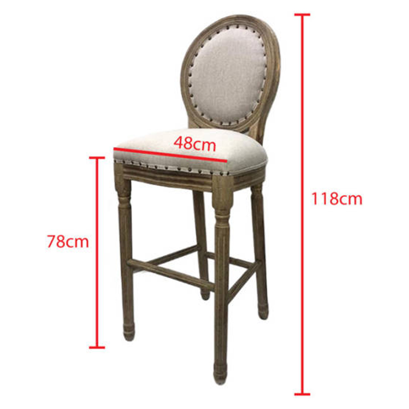 EKAR Provence French Country Cane Back Bar Stool with Distressed Wood Finish