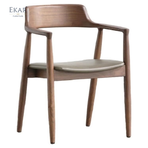 EKAR Nami Sculptural Solid Wood Dining Armchair with Curved Backrest