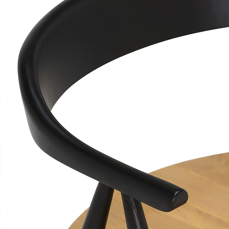 EKAR Elara Two-Tone Minimalist Solid Wood Dining Armchair with Natural Seat