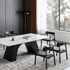EKAR Raven Sculptural Black Wood Dining Armchair with Deep Burgundy Seat