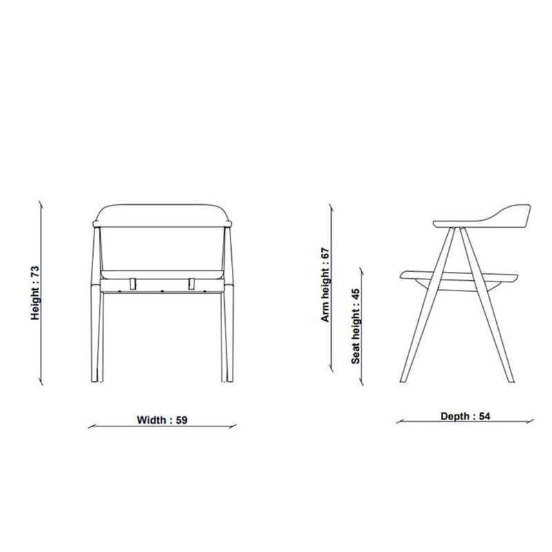 EKAR Elara Two-Tone Minimalist Solid Wood Dining Armchair with Natural Seat
