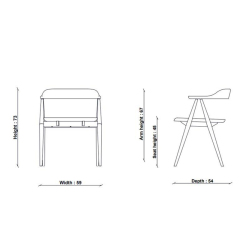 EKAR Elara Two-Tone Minimalist Solid Wood Dining Armchair with Natural Seat