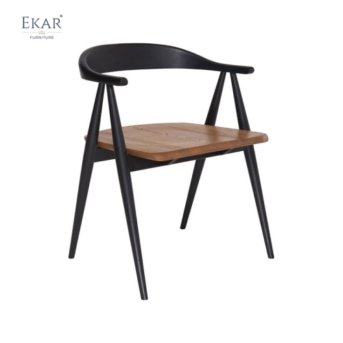 EKAR Elara Two-Tone Minimalist Solid Wood Dining Armchair with Natural Seat