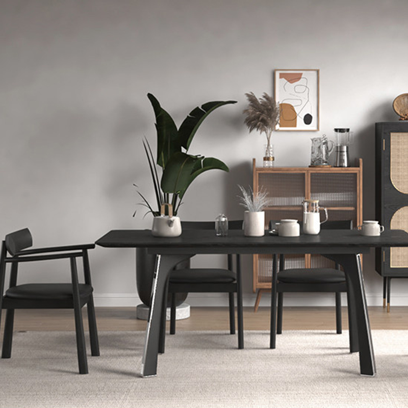 EKAR Raven Sculptural Black Wood Dining Armchair with Deep Burgundy Seat