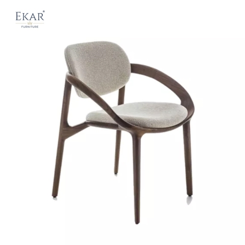 EKAR Luna Sculptural Solid Wood Dining Chair with Curved Open Back
