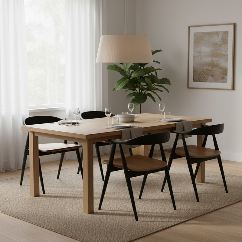 EKAR Elara Two-Tone Minimalist Solid Wood Dining Armchair with Natural Seat