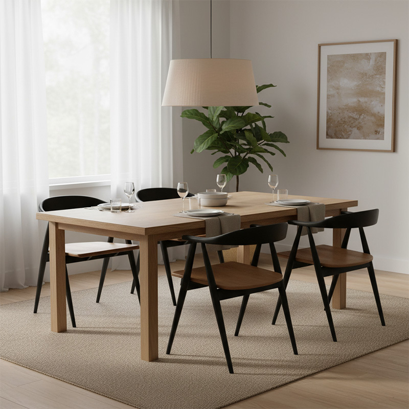 EKAR Elara Two-Tone Minimalist Solid Wood Dining Armchair with Natural Seat
