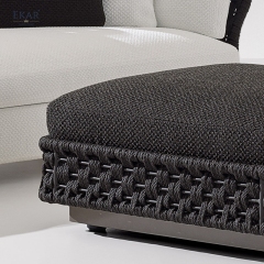 Bastion Woven Outdoor Ottoman Stool – Luxury Weather-Resistant Patio Seating