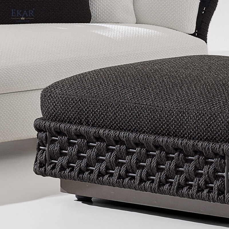 Bastion Woven Outdoor Ottoman Stool – Luxury Weather-Resistant Patio Seating
