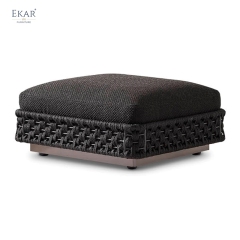 Bastion Woven Outdoor Ottoman Stool – Luxury Weather-Resistant Patio Seating