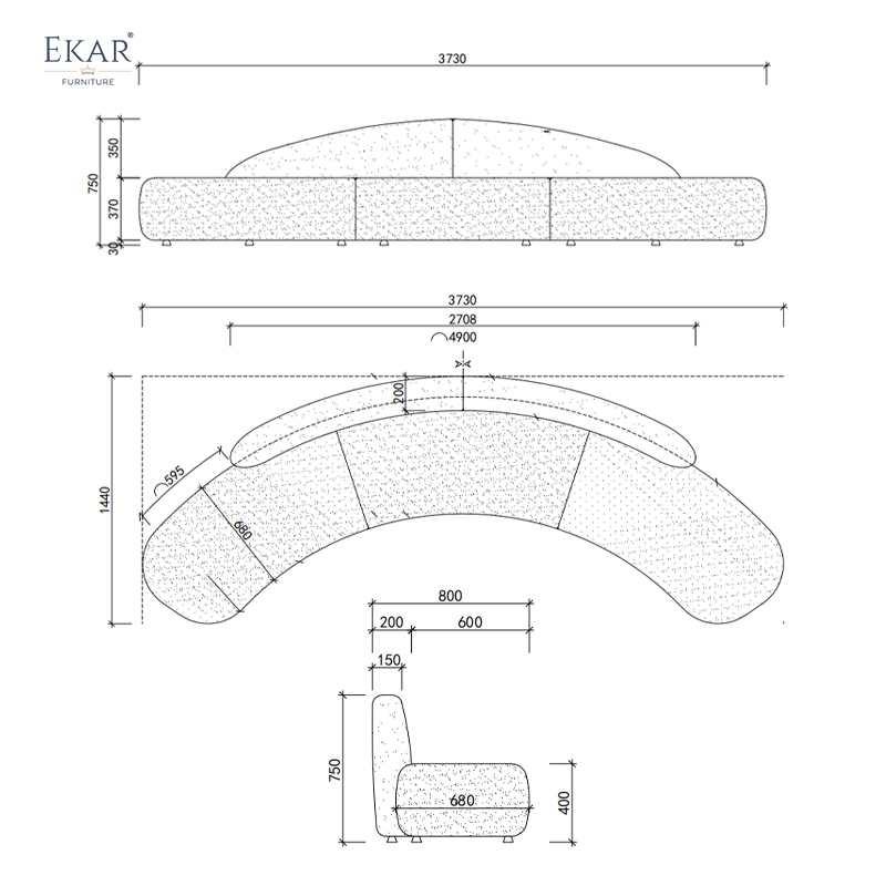 Luna Serpentine Modular Sofa – Curved Luxury Seating for Luxury Hotel Lobbies ​