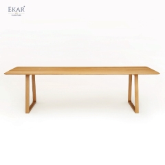 EKAR Solara Long Dining Table | Top-Luxury Solid Wood (Fabric/Leather Base Optional)