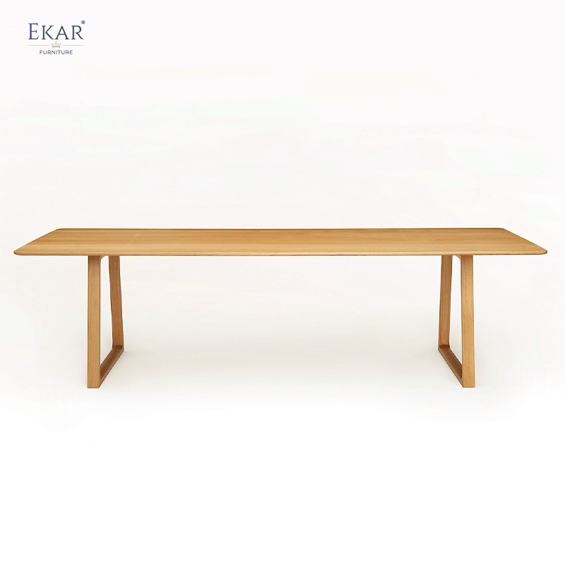 EKAR Solara Long Dining Table | Top-Luxury Solid Wood (Fabric/Leather Base Optional)