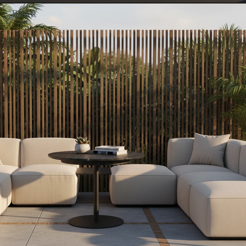 Vesper Minimalist Stone Top Outdoor Side Table – Luxury Modern Exterior Furniture
