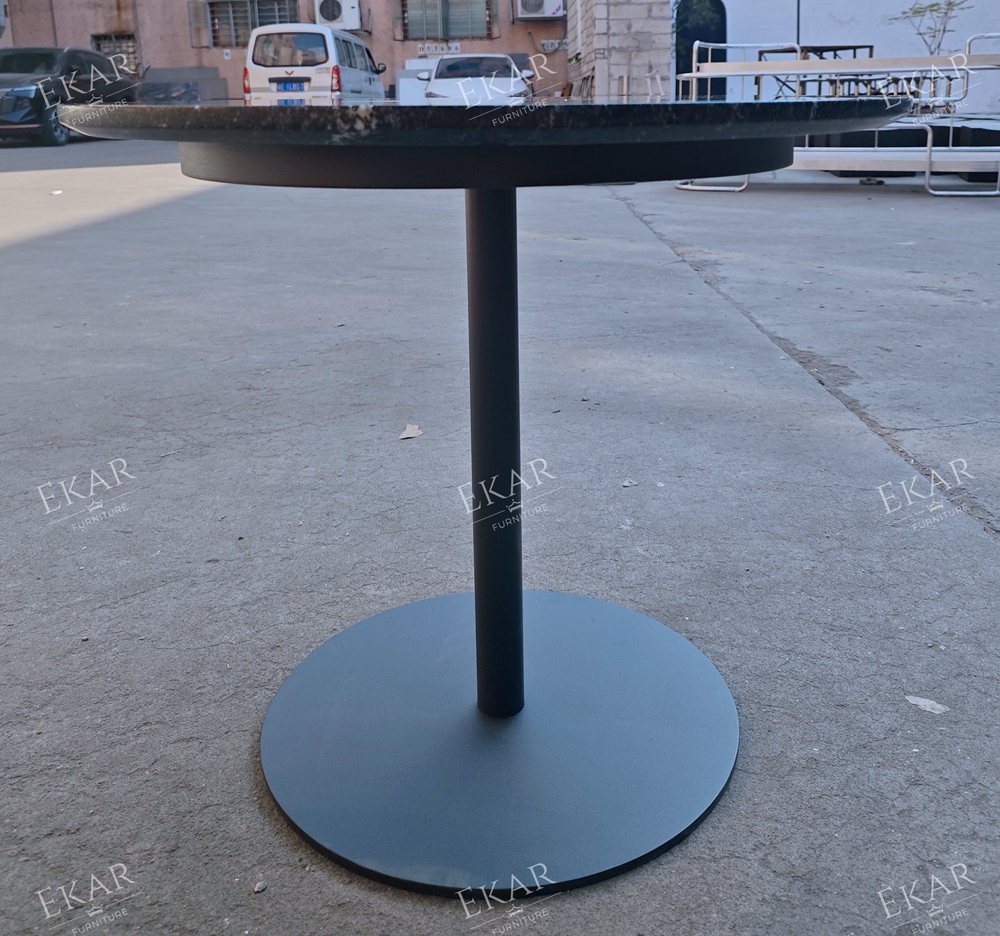 Vesper Minimalist Stone Top Outdoor Side Table – Luxury Modern Exterior Furniture