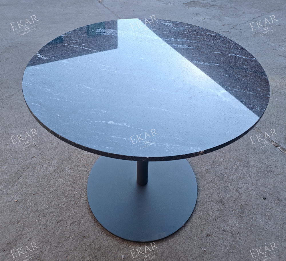 Vesper Minimalist Stone Top Outdoor Side Table – Luxury Modern Exterior Furniture