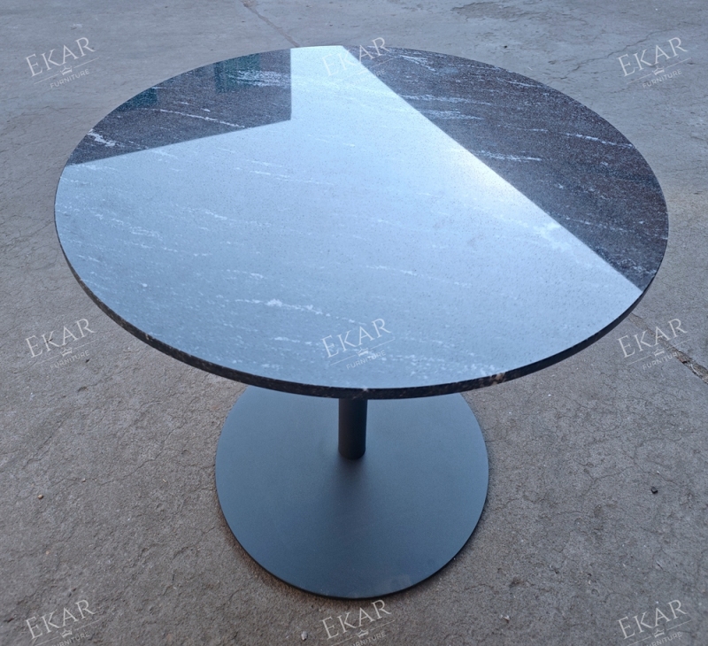 Vesper Minimalist Stone Top Outdoor Side Table – Luxury Modern Exterior Furniture