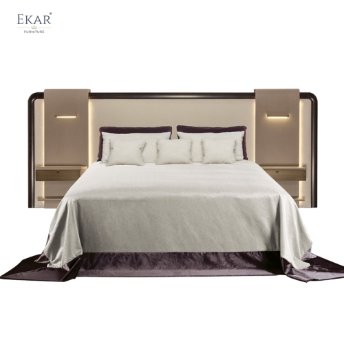 Modern Wide-Headboard Bed with LED Lighting | Luxury Bedroom Furniture | EKAR FURNITURE