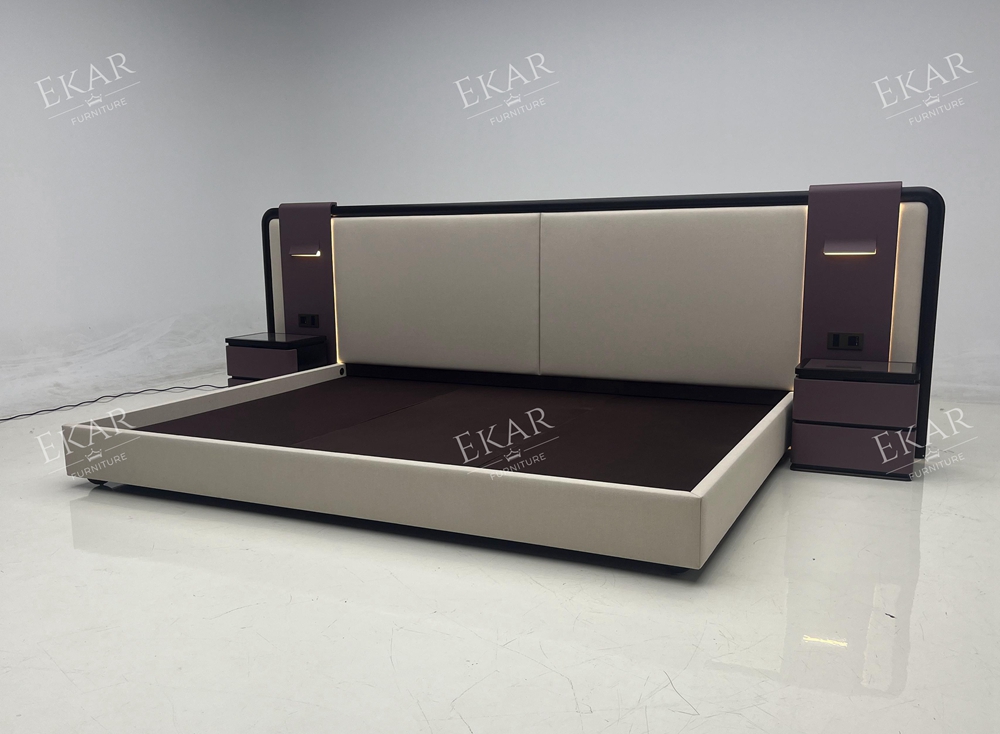 Modern Wide-Headboard Bed with LED Lighting | Luxury Bedroom Furniture | EKAR FURNITURE