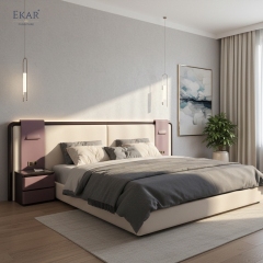 Modern Wide-Headboard Bed with LED Lighting | Luxury Bedroom Furniture | EKAR FURNITURE