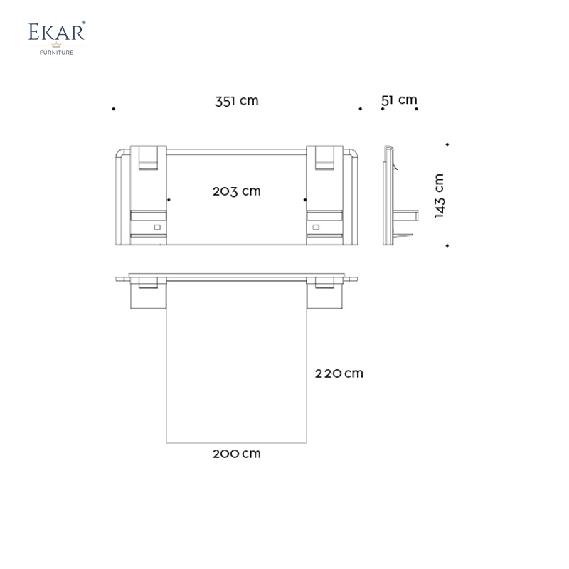 Modern Wide-Headboard Bed with LED Lighting | Luxury Bedroom Furniture | EKAR FURNITURE