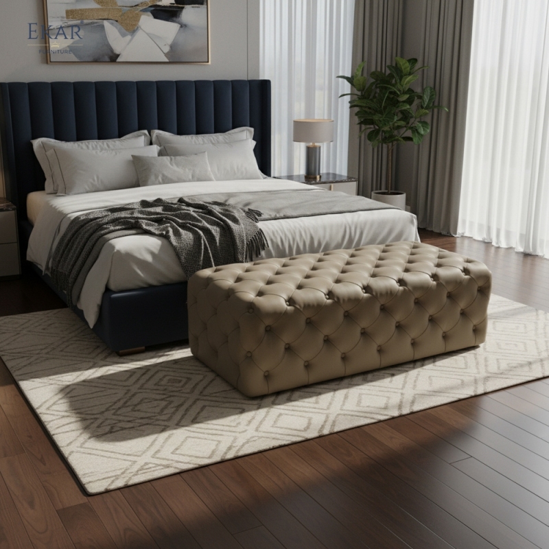 Modern Luxury Tufted Bed End Bench | High-End Bedroom Furniture | EKAR FURNITURE
