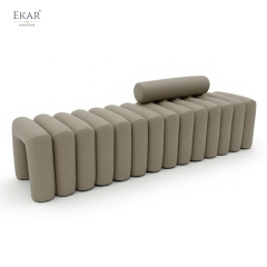 Modern Luxury Bed End Bench | Fluted Upholstered Bedroom Seating | EKAR FURNITURE