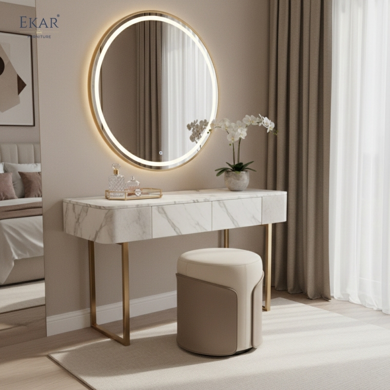 Modern Luxury Vanity Stool | Designer Dressing Ottoman | EKAR FURNITURE