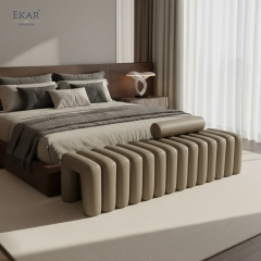 Modern Luxury Bed End Bench | Fluted Upholstered Bedroom Seating | EKAR FURNITURE