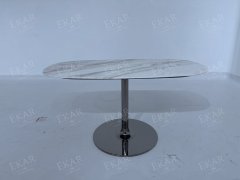 Polished Stainless Steel Spiral Coffee Table with Solid Steel Base