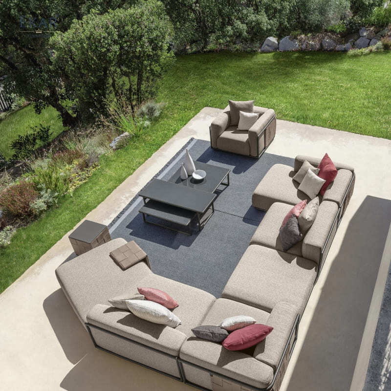 HAVEN Outdoor Coffee Table | Modern Stainless Steel Patio Table Customizable Top | EKAR FURNITURE